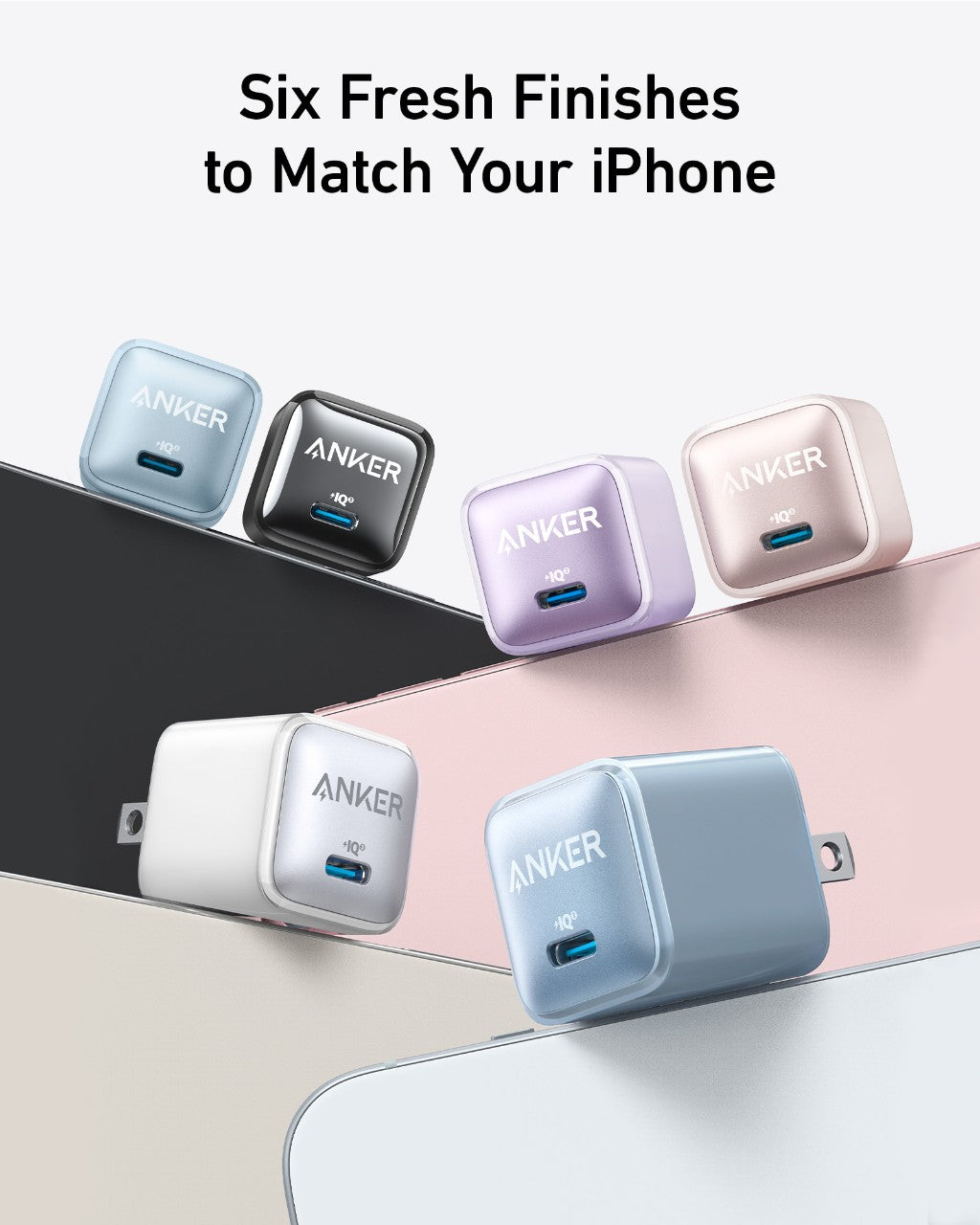 Anker charger with six colors for iPhone matching